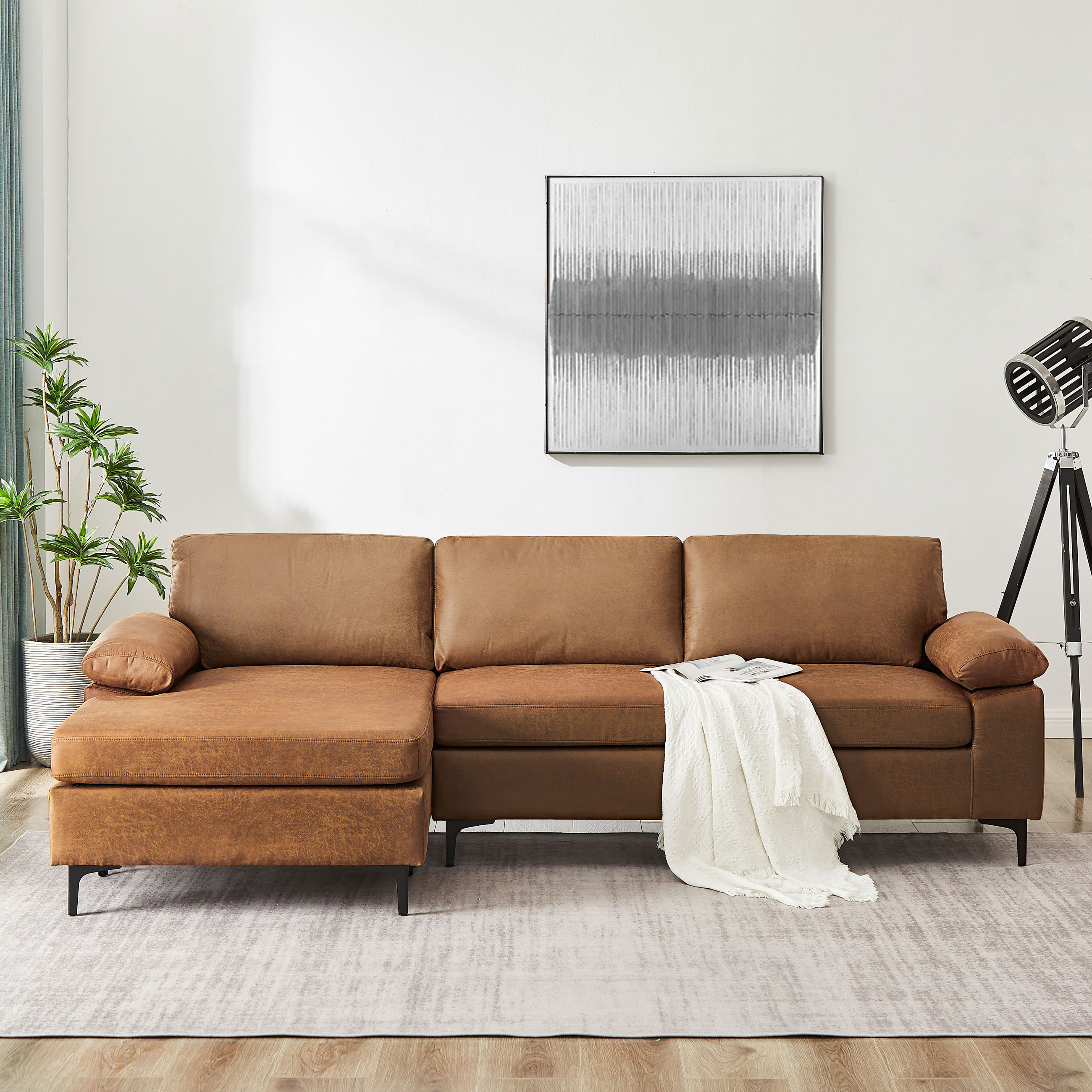 Wrought Studio Amreena 2 Piece Faux Leather Chaise Sectional Reviews Wayfair